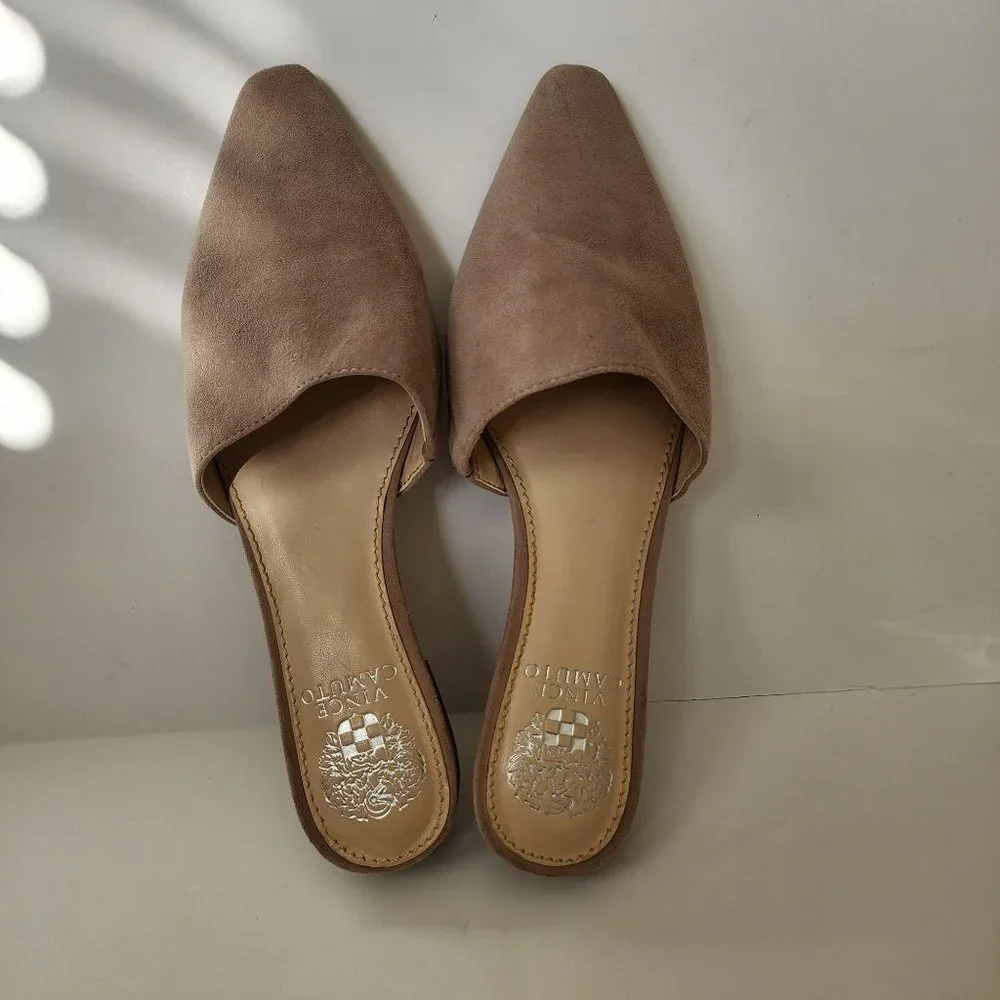 Vince Camuto Womens Suede Mules 8M Tan Slip-On Shoes - Picture 4 of 10